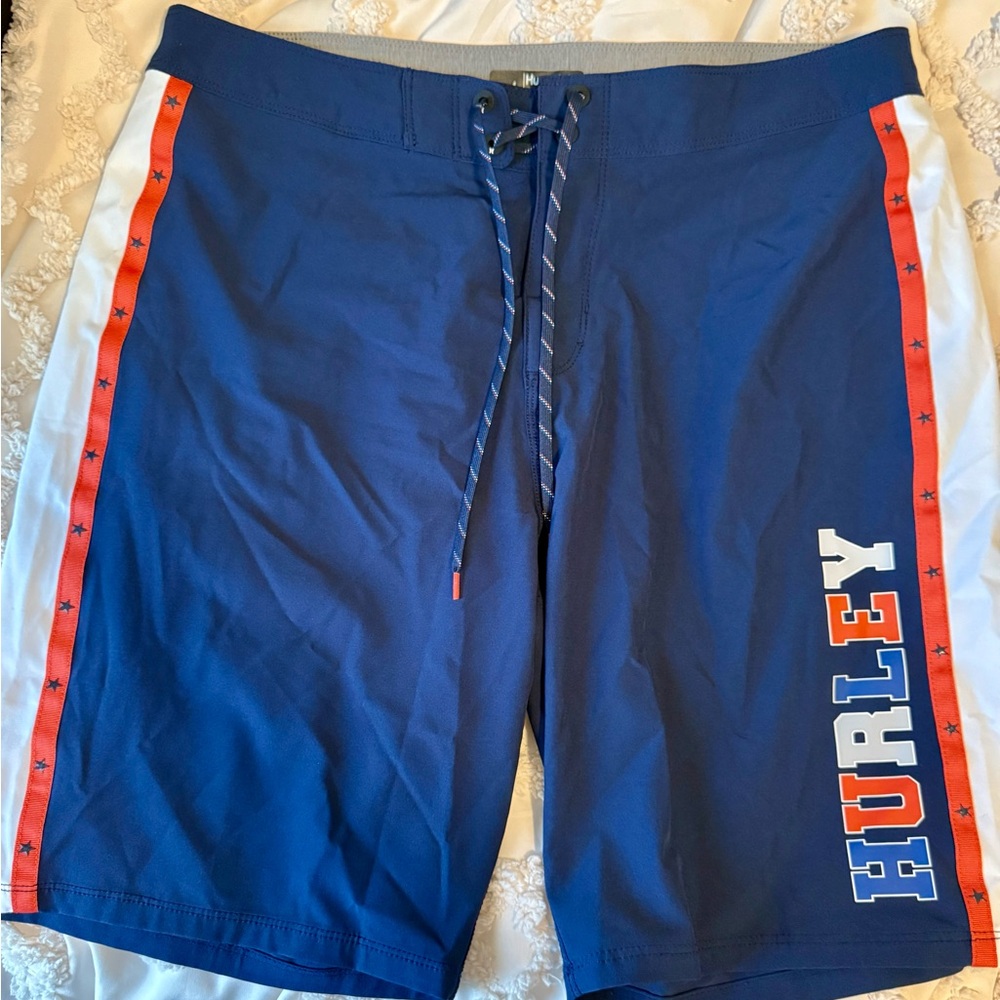 Hurley Blue and Red Men's Board/Swim Shorts